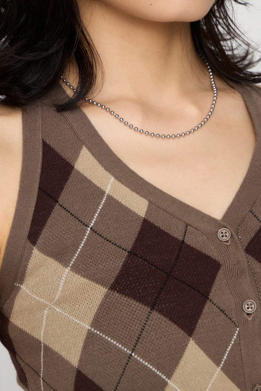ARGYLE HALTER NECK トップス BRN FREE