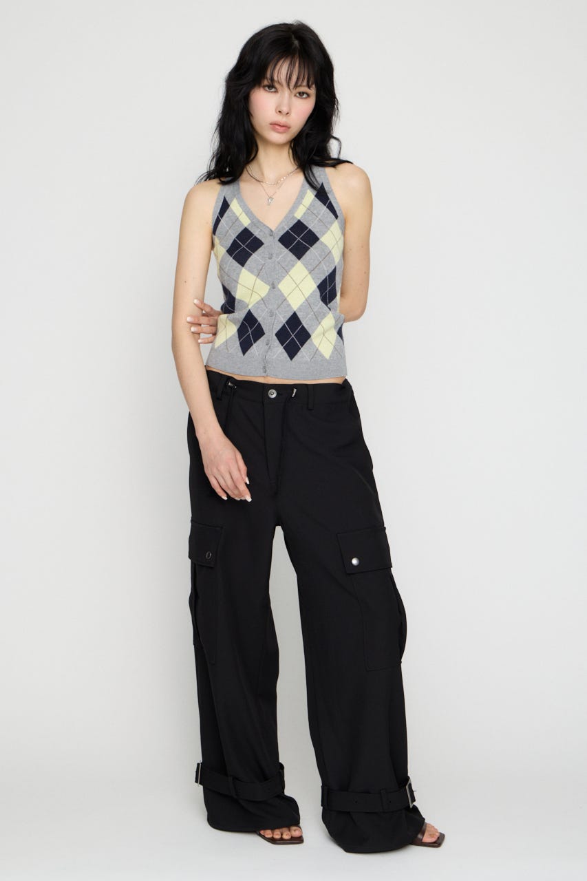 ARGYLE HALTER NECK トップス GRY FREE
