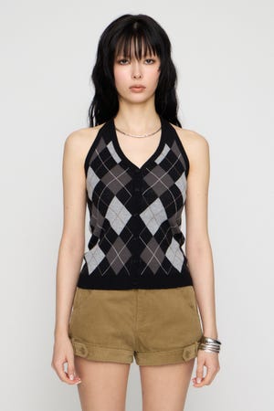 ARGYLE HALTER NECK トップス