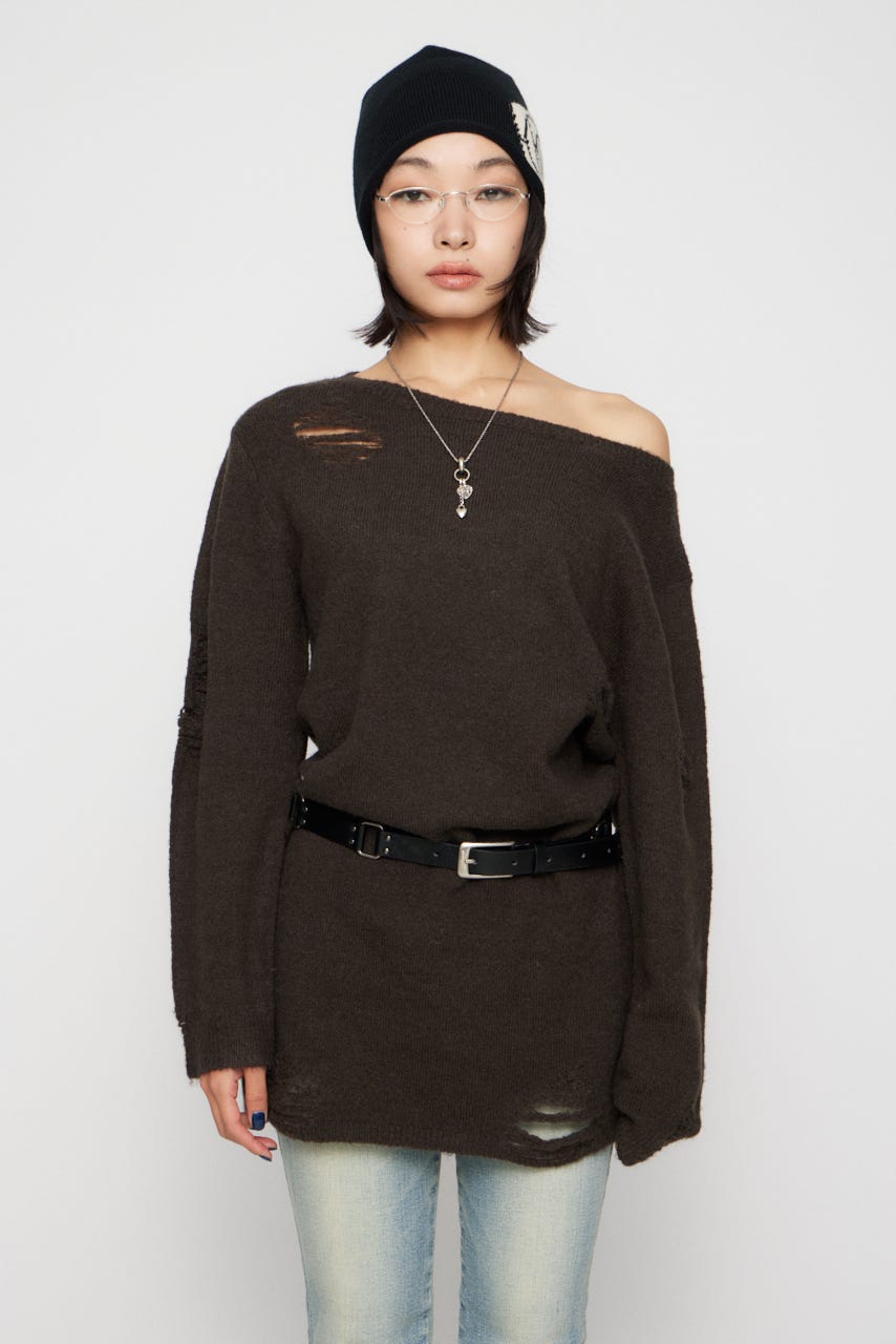 CRASH LOOSEY KNIT ワンピース BRN S