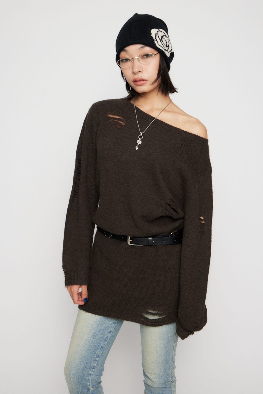 CRASH LOOSEY KNIT ワンピース BRN S