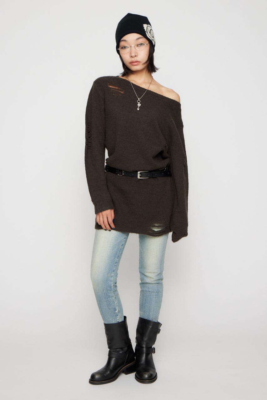 CRASH LOOSEY KNIT ワンピース BRN S