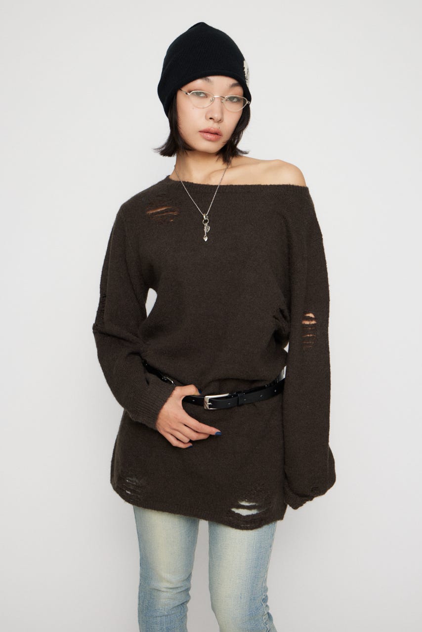 CRASH LOOSEY KNIT ワンピース BRN S