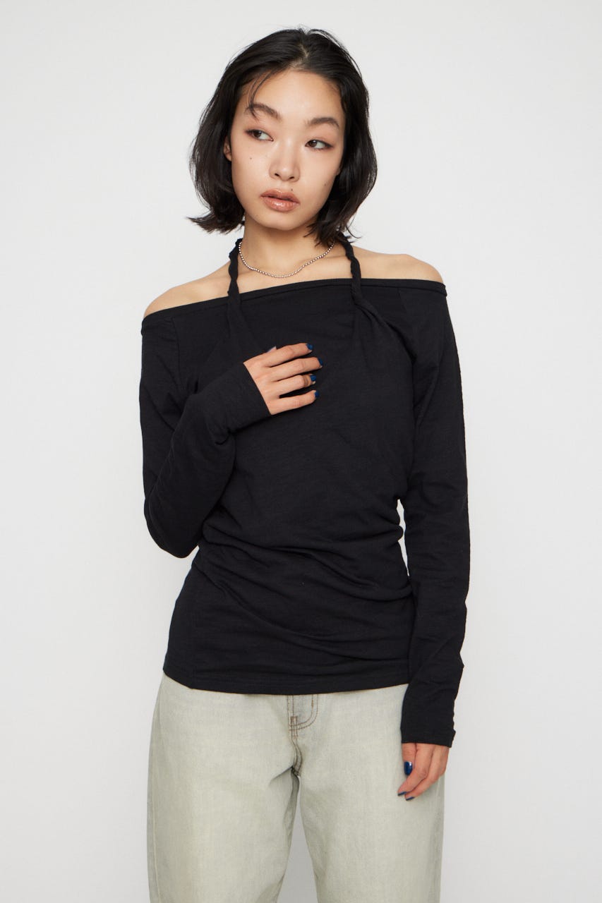 HALTER NECK CUT チュニック BLK FREE