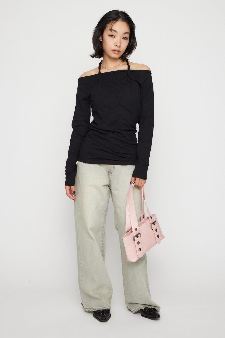 HALTER NECK CUT チュニック BLK FREE