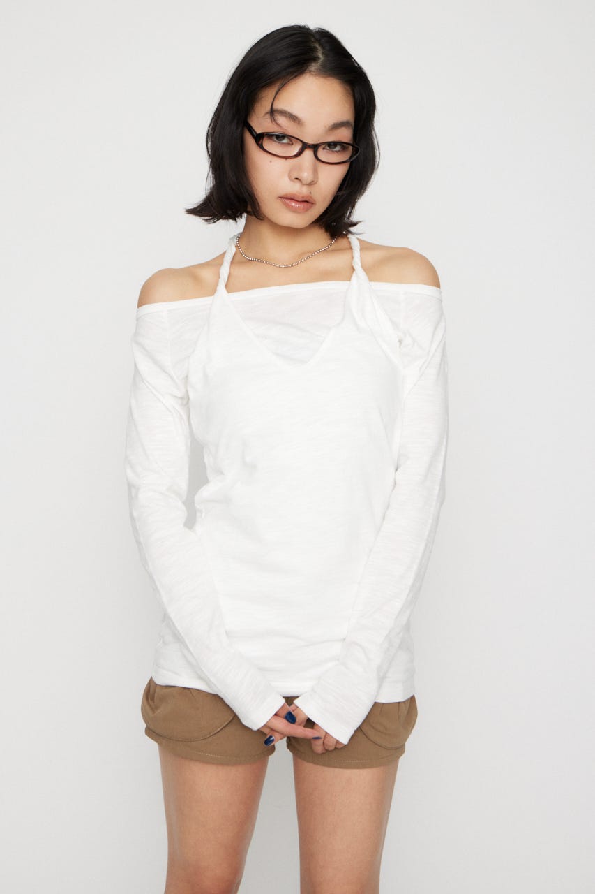 HALTER NECK CUT チュニック WHT FREE