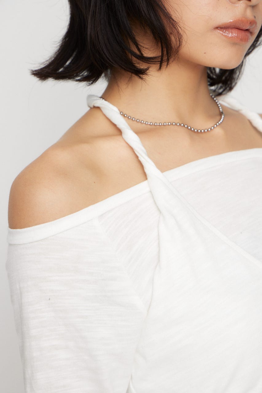 HALTER NECK CUT チュニック WHT FREE