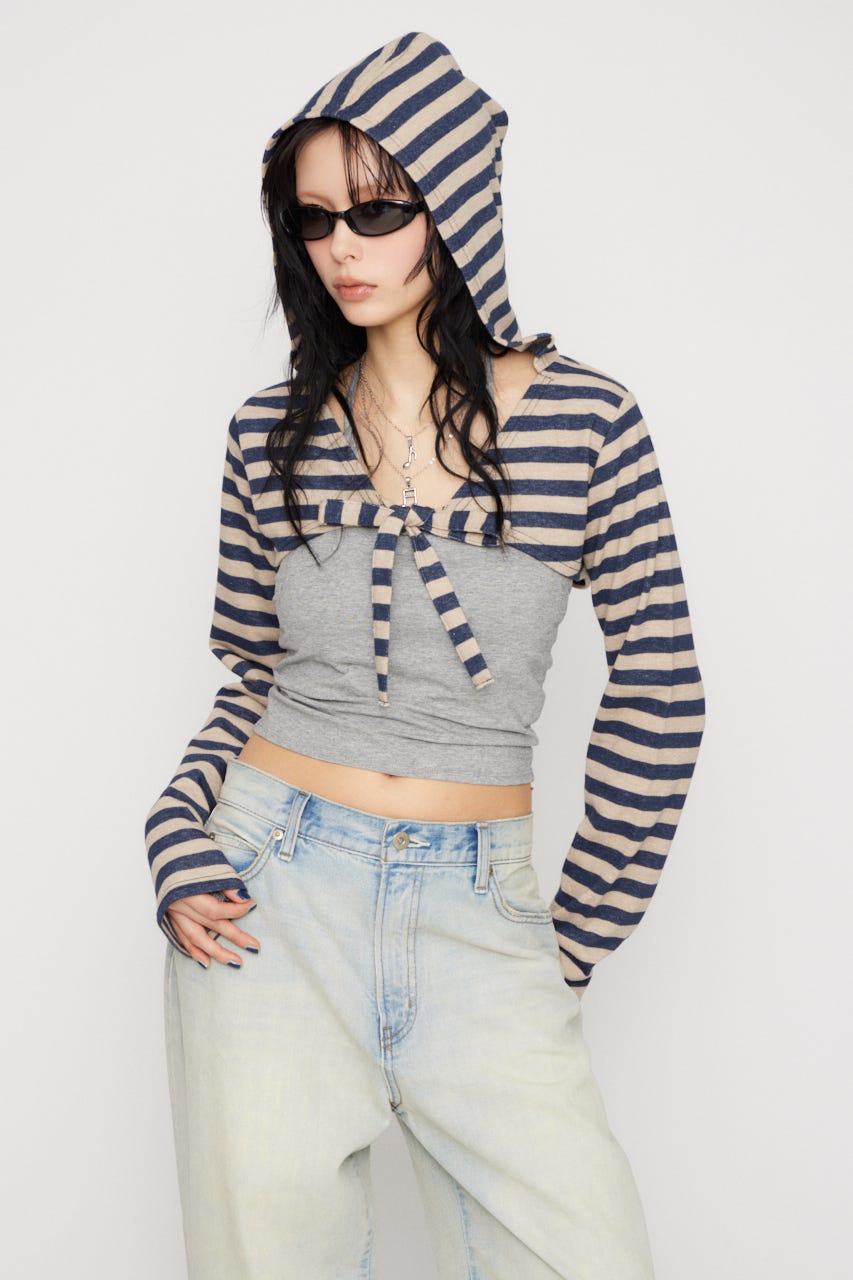 BORDER HOODIE CUT ボレロ BEG FREE