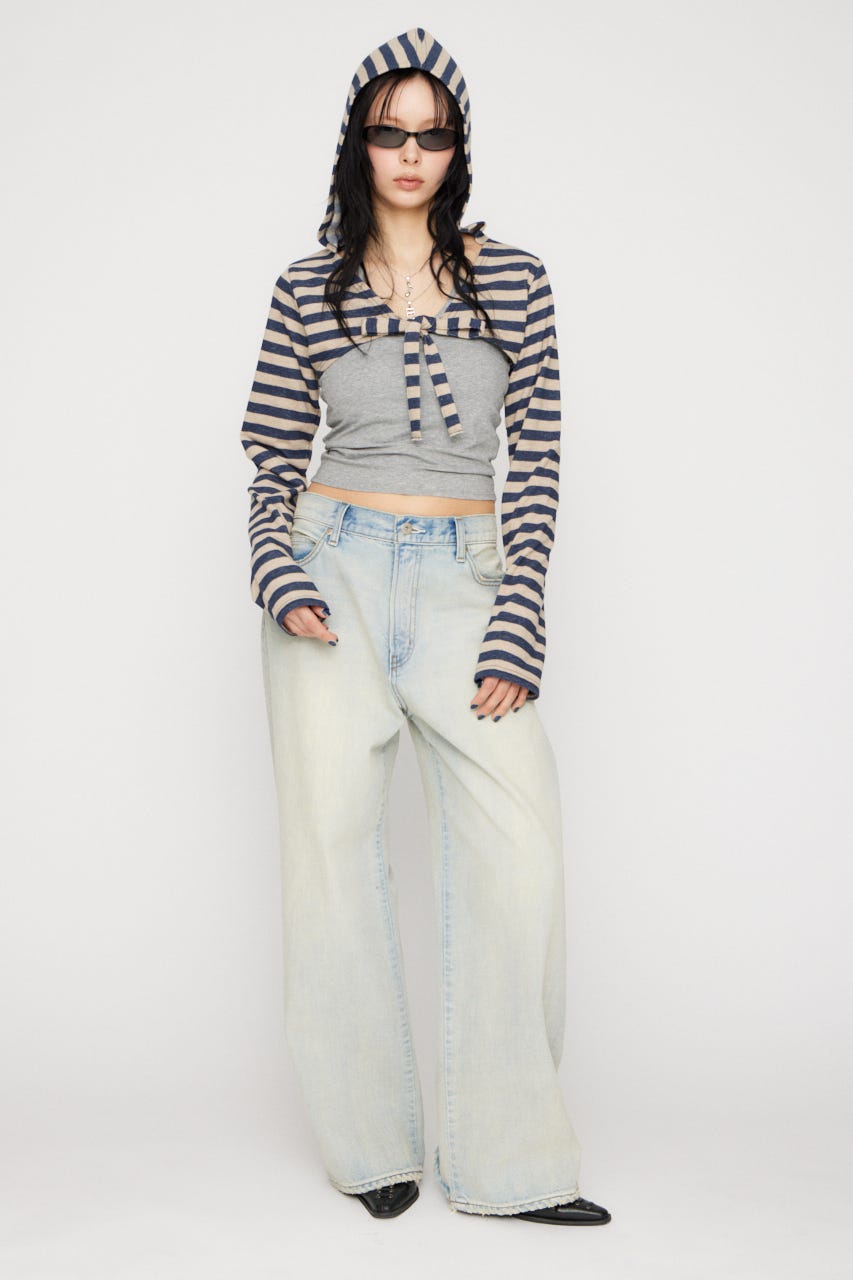 BORDER HOODIE CUT ボレロ BEG FREE