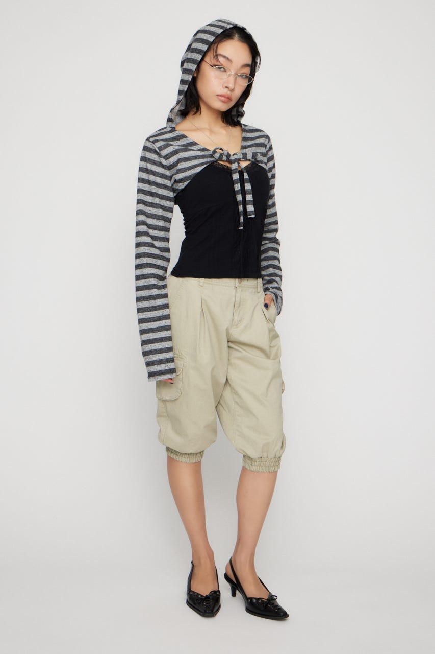 BORDER HOODIE CUT ボレロ GRY FREE