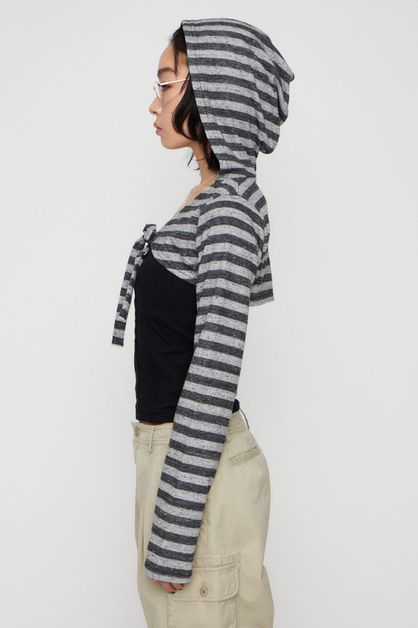 BORDER HOODIE CUT ボレロ GRY FREE