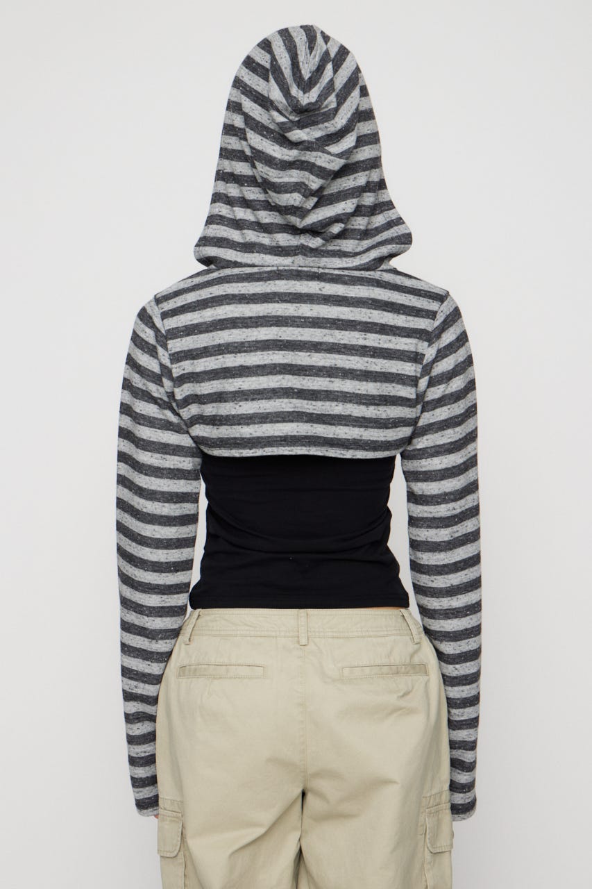 BORDER HOODIE CUT ボレロ GRY FREE