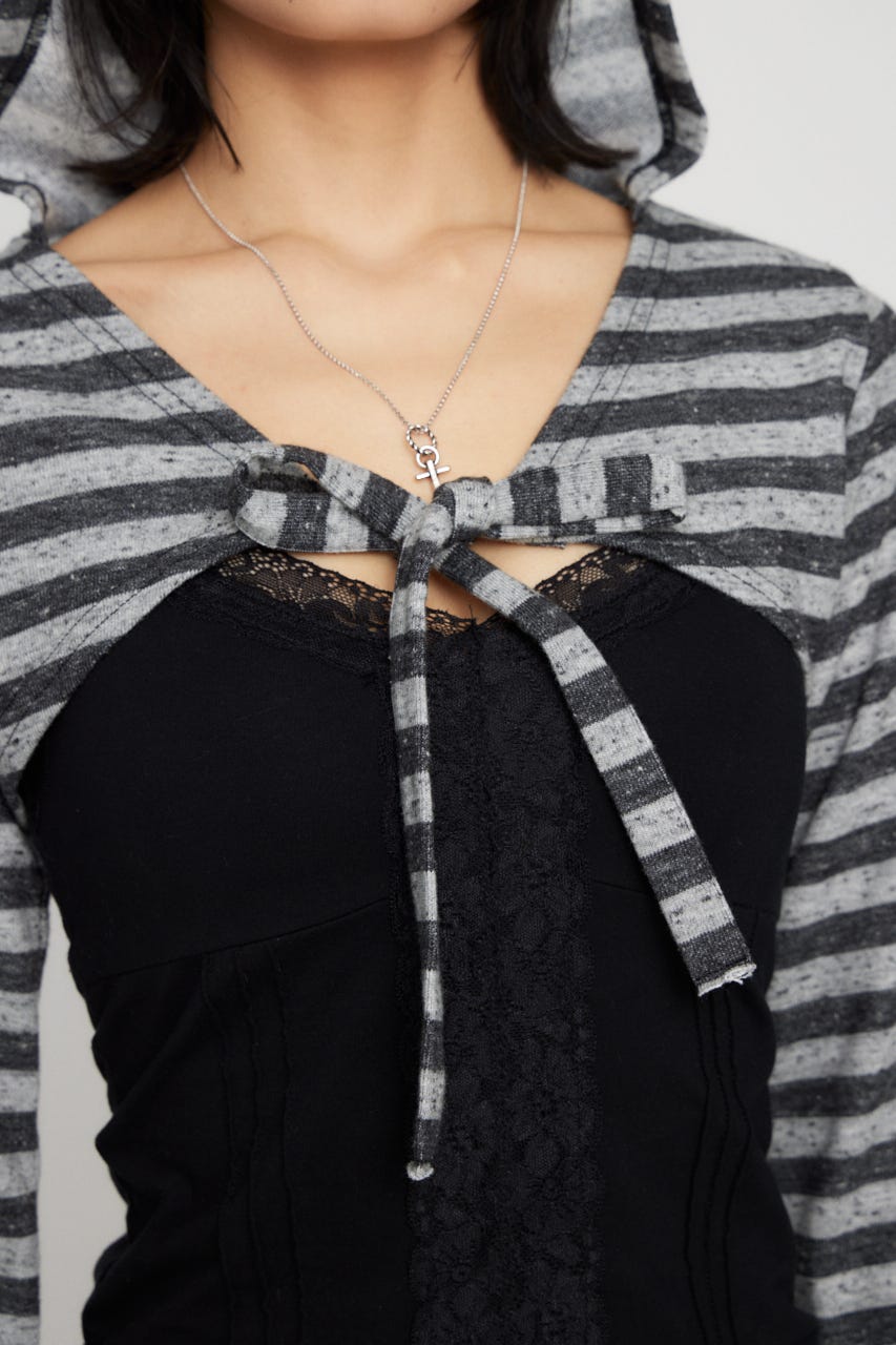 BORDER HOODIE CUT ボレロ GRY FREE