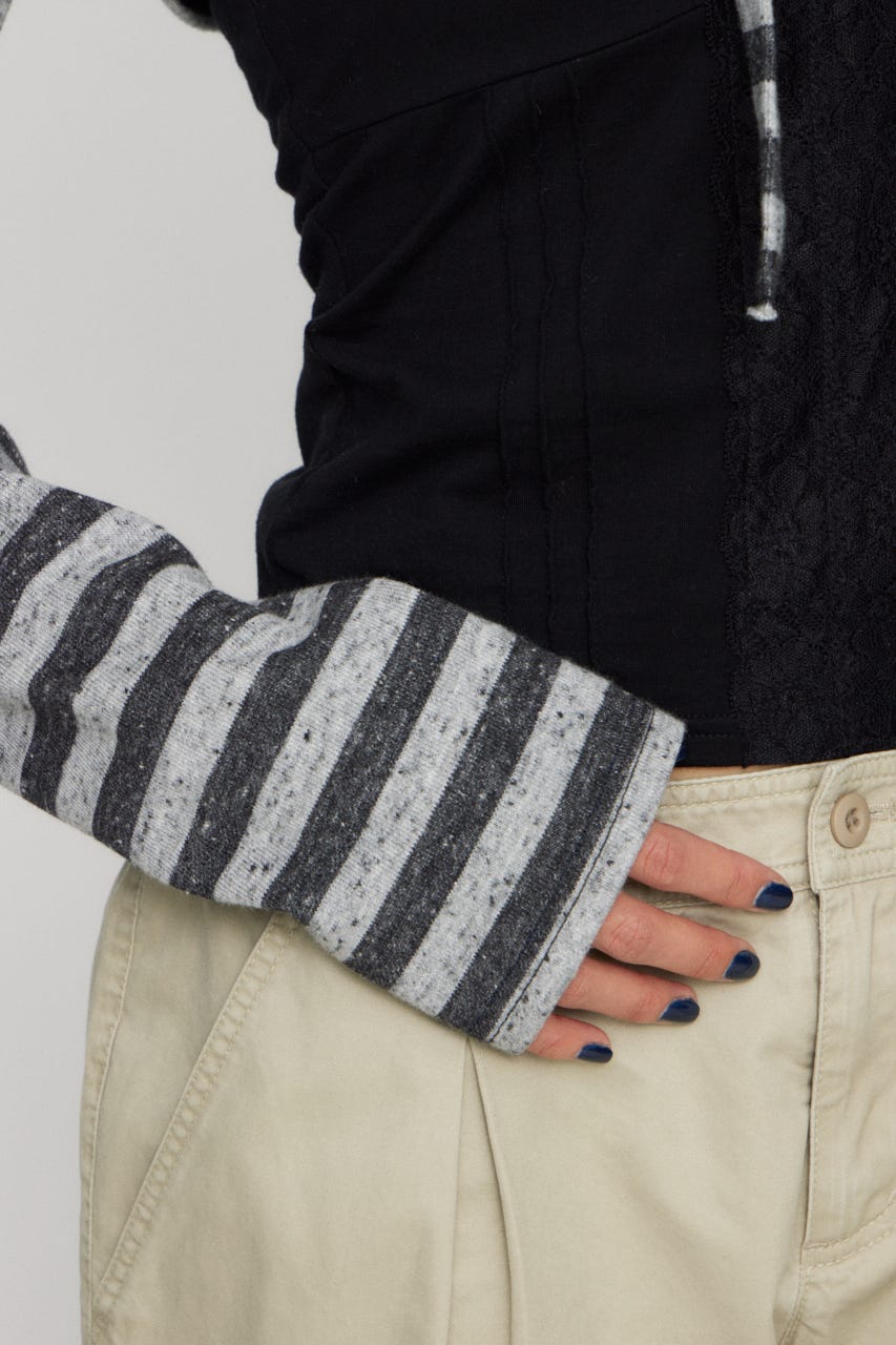 BORDER HOODIE CUT ボレロ GRY FREE