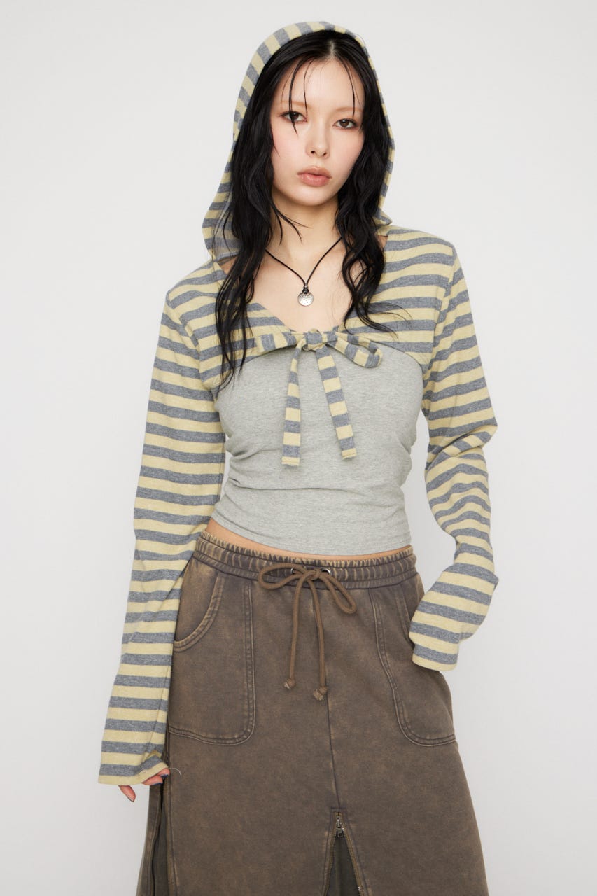 BORDER HOODIE CUT ボレロ L/YEL FREE