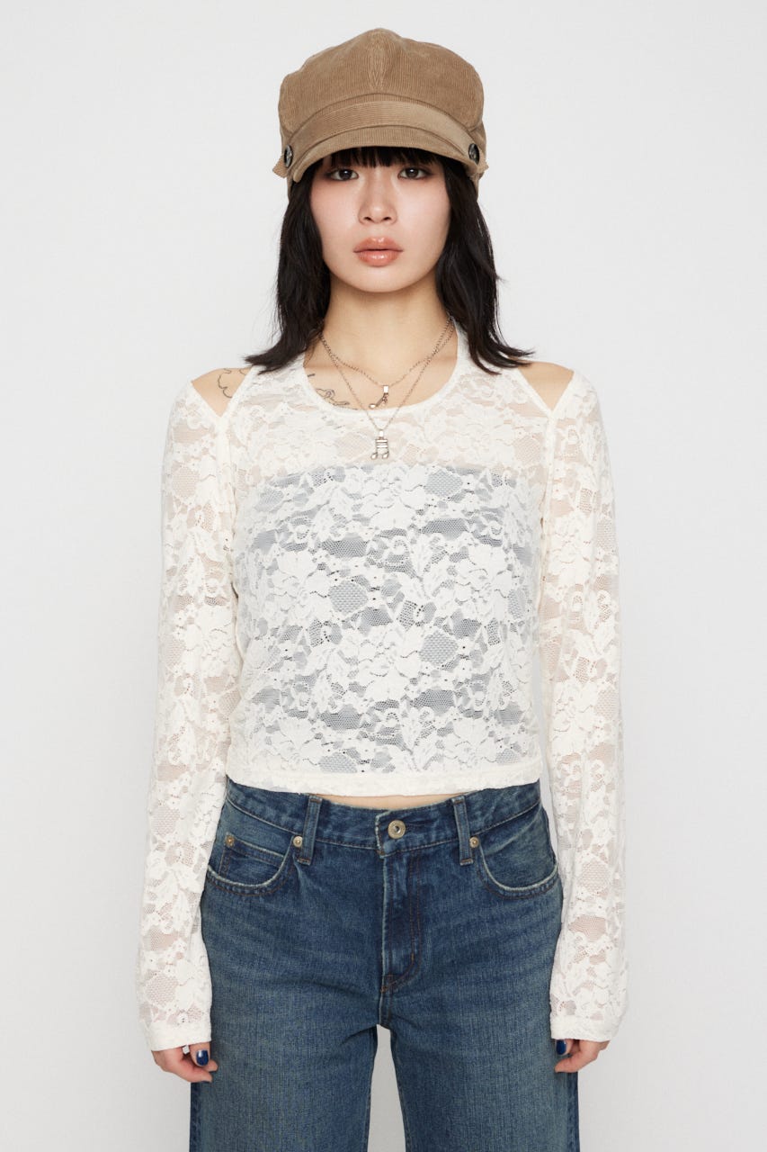 LACE HALTER NECK トップス IVOY FREE