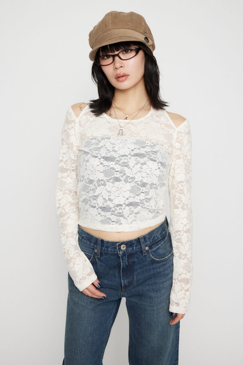 LACE HALTER NECK トップス IVOY FREE