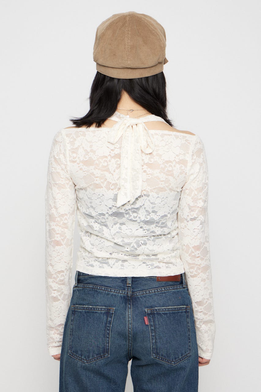 LACE HALTER NECK トップス IVOY FREE