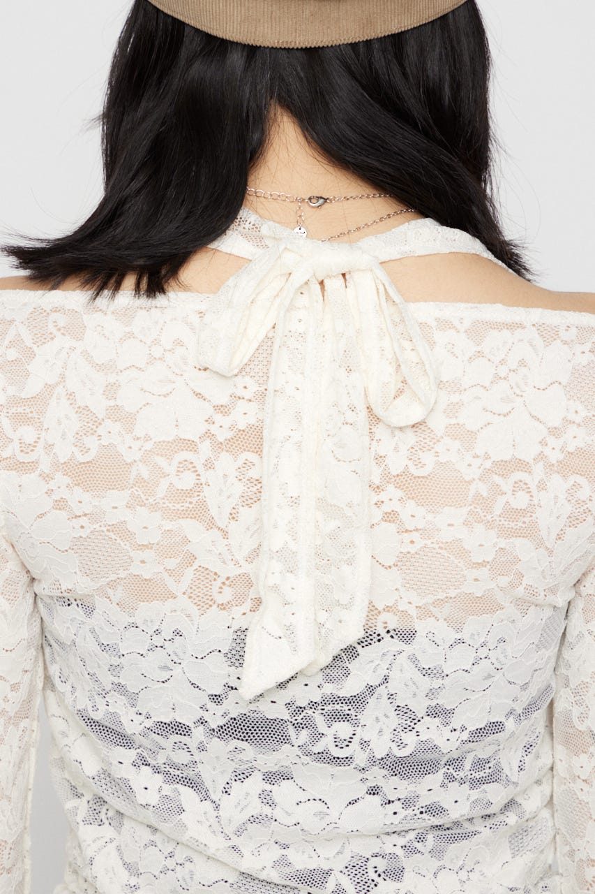 LACE HALTER NECK トップス IVOY FREE