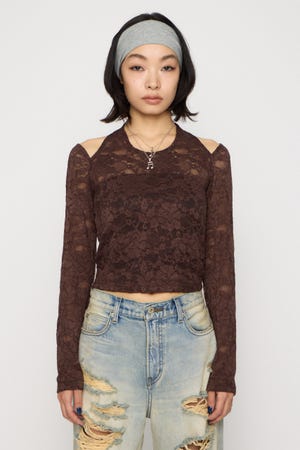 LACE HALTER NECK トップス