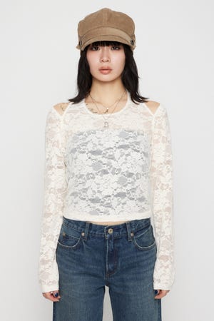 LACE HALTER NECK トップス