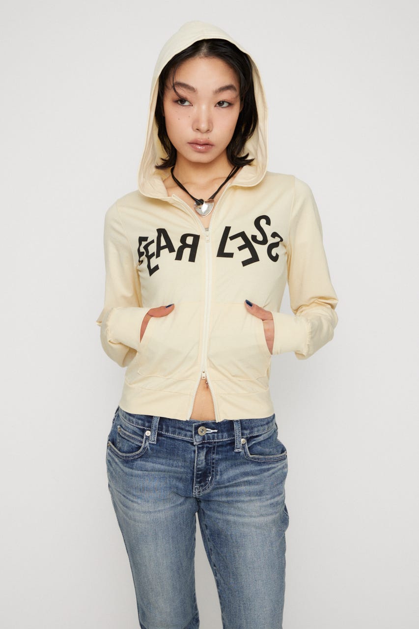 LETTERING  PRINT LIGHT パーカー L/YEL FREE