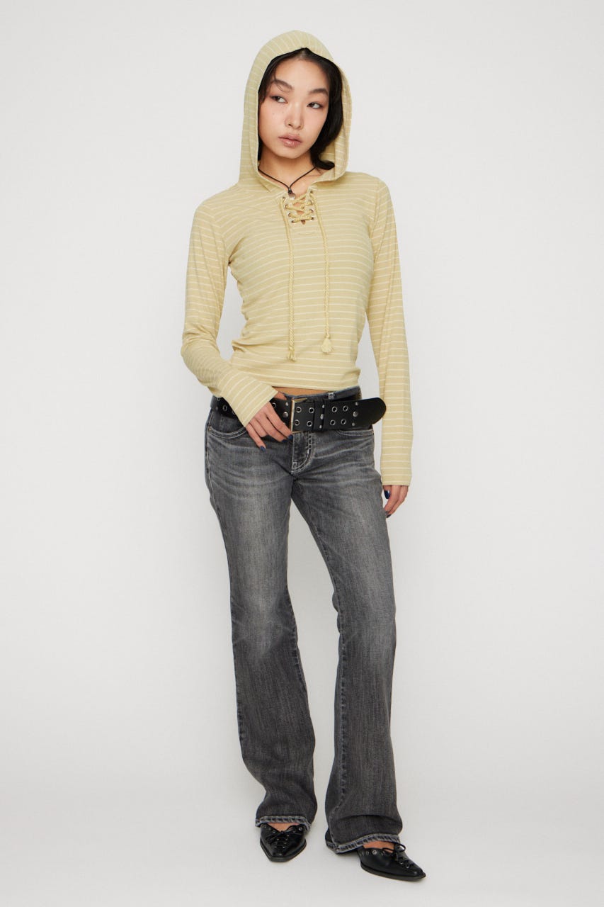 LACE UP HOODIE トップス L/YEL FREE