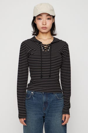 LACE UP HOODIE トップス