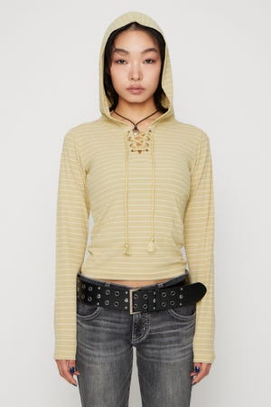 LACE UP HOODIE トップス
