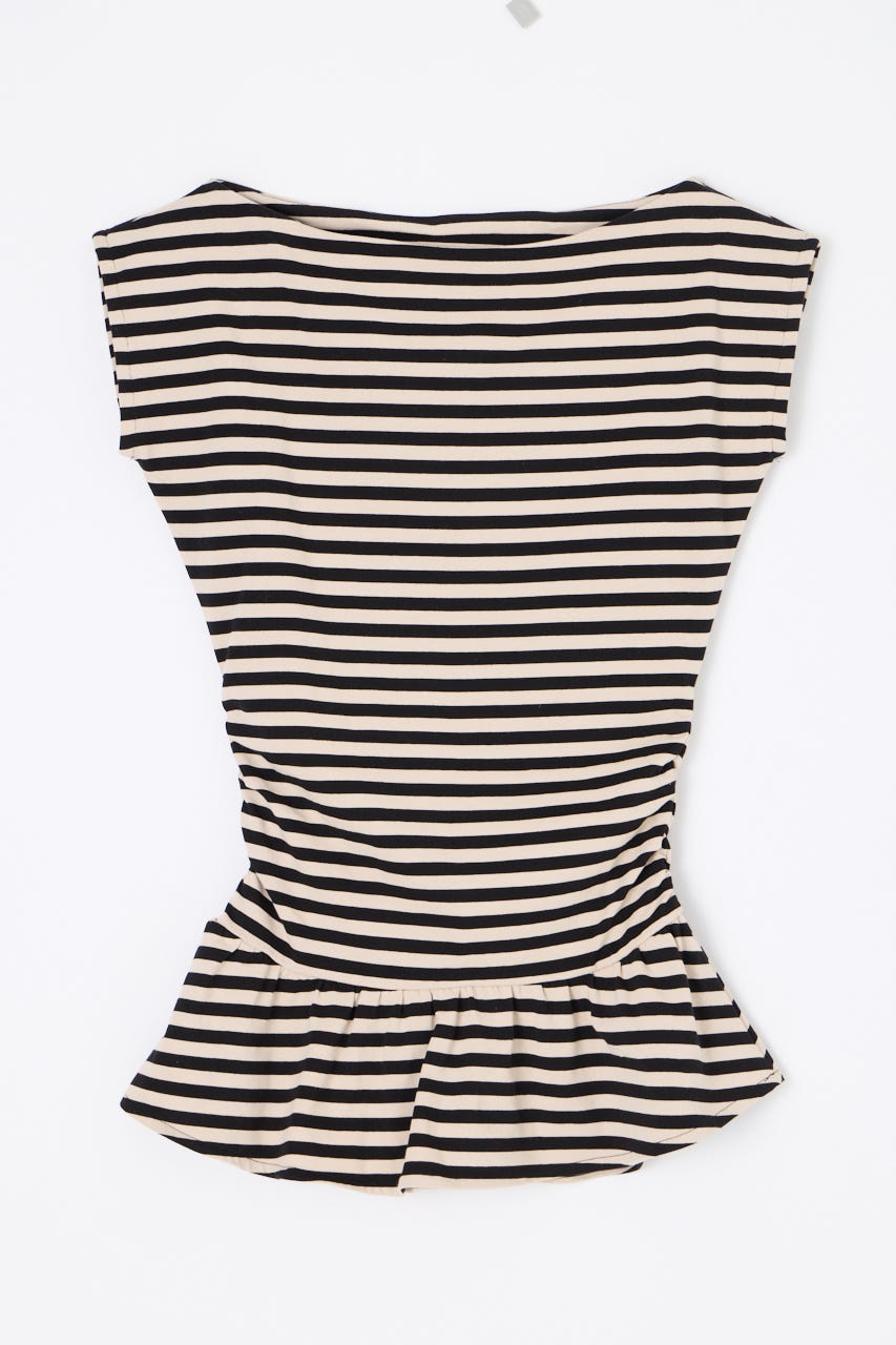 BORDER DRAPE FRILL チュニック IVOY FREE