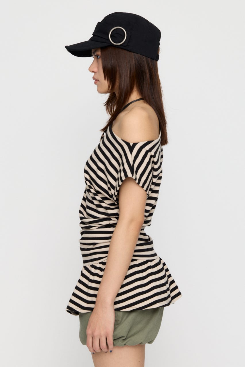 BORDER DRAPE FRILL チュニック IVOY FREE