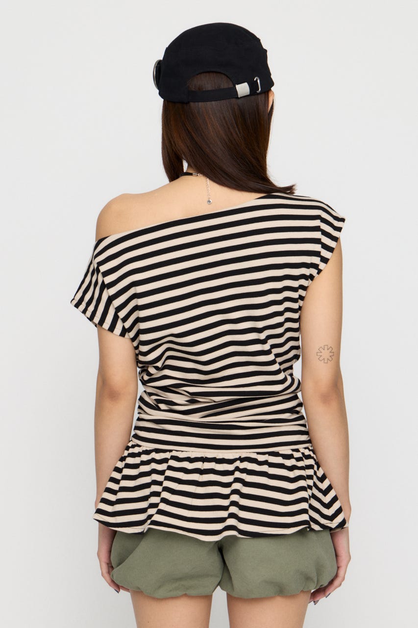 BORDER DRAPE FRILL チュニック IVOY FREE