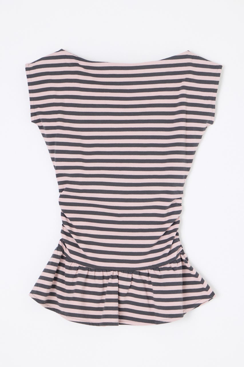 BORDER DRAPE FRILL チュニック L/PNK FREE