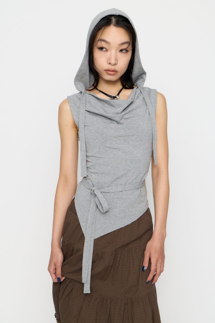 DRAPE HOODIE CUT トップス T.GRY FREE