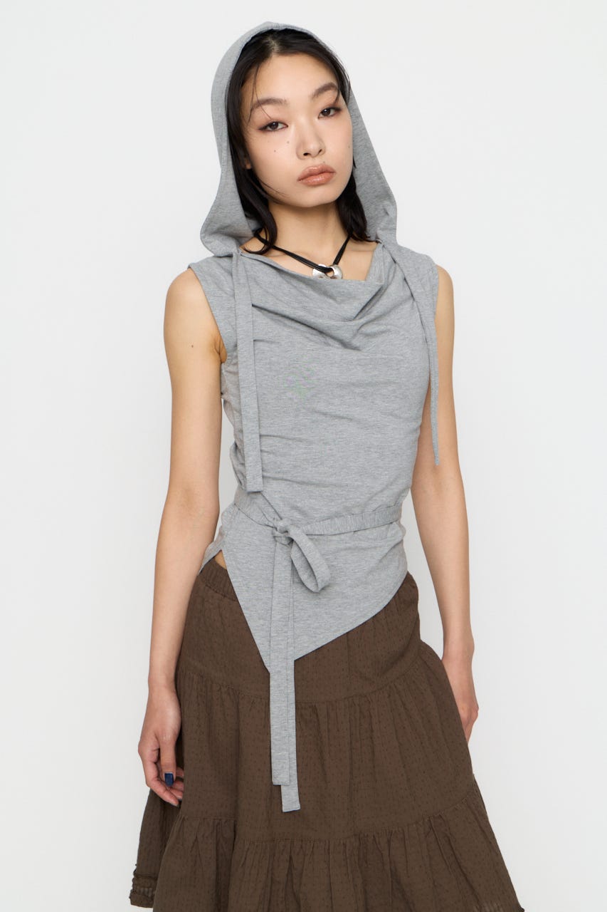 DRAPE HOODIE CUT トップス T.GRY FREE