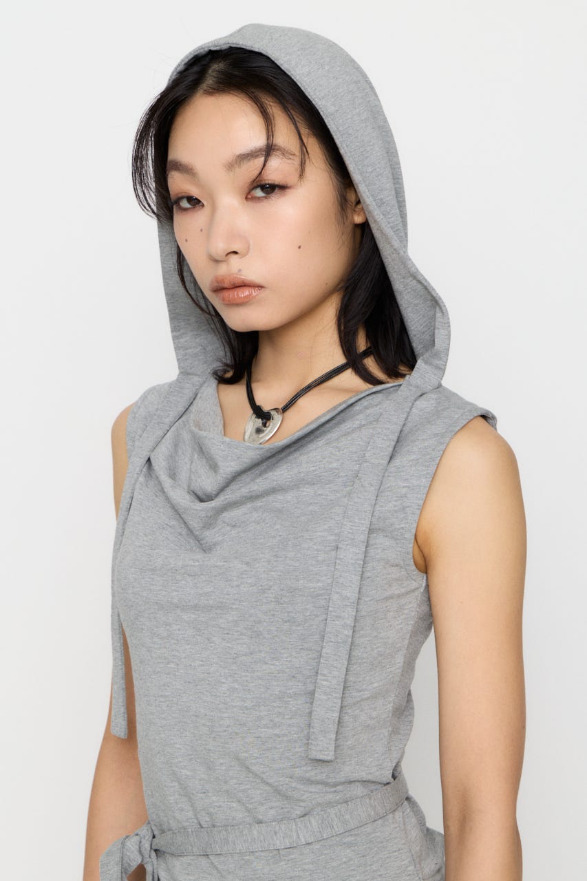 DRAPE HOODIE CUT トップス T.GRY FREE