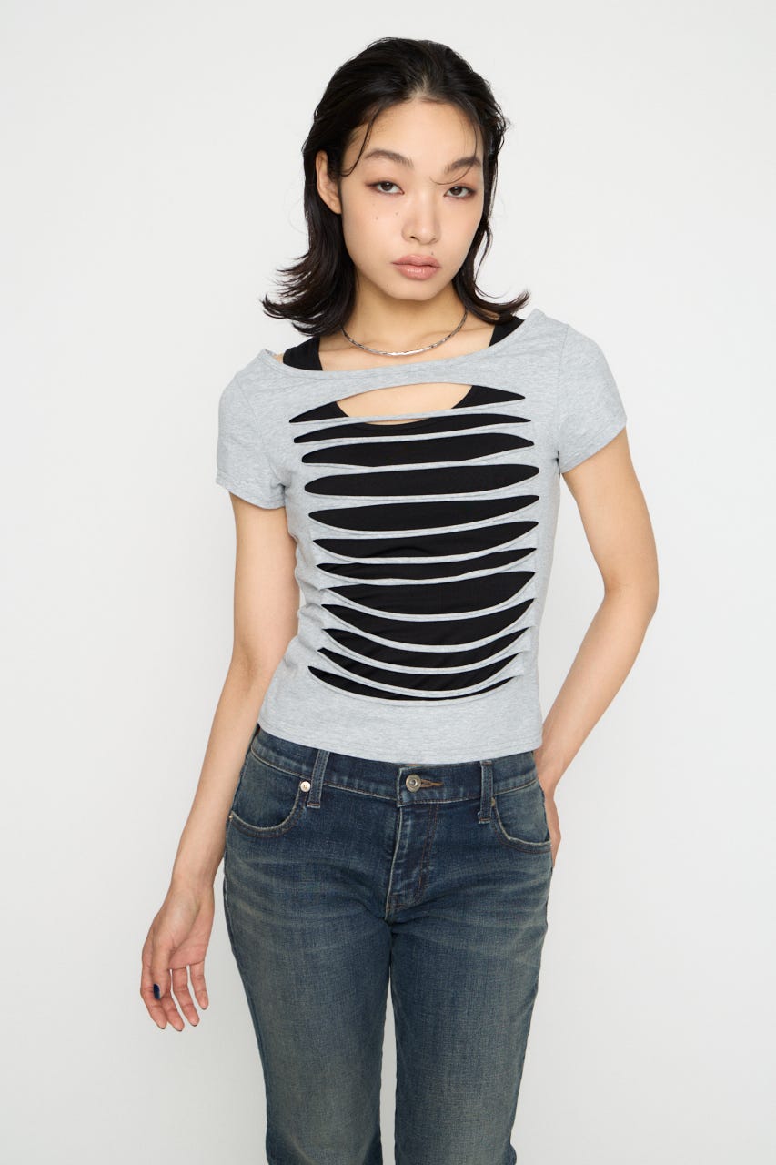 CUTTING 2PIECE トップス T.GRY FREE