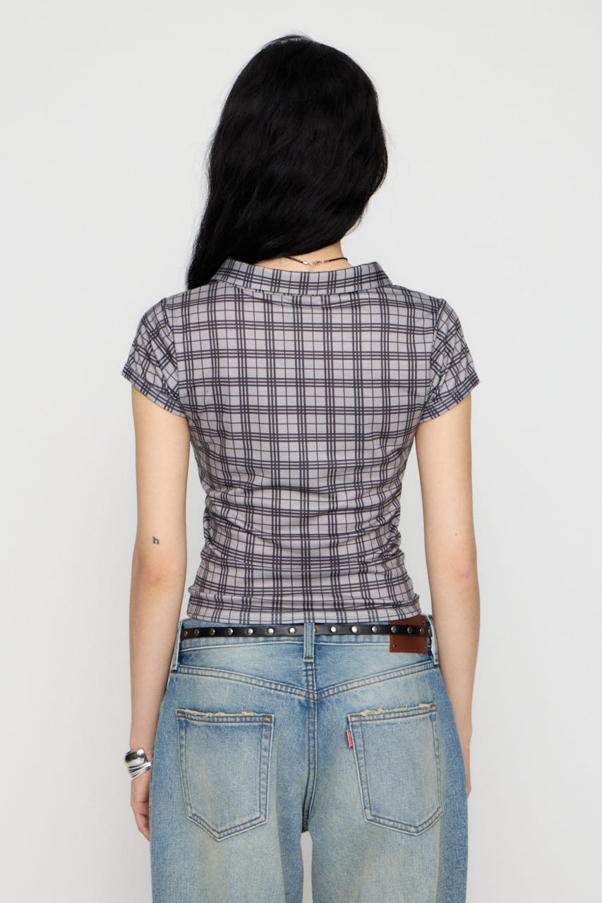 CHECK COMPACT トップス GRY FREE