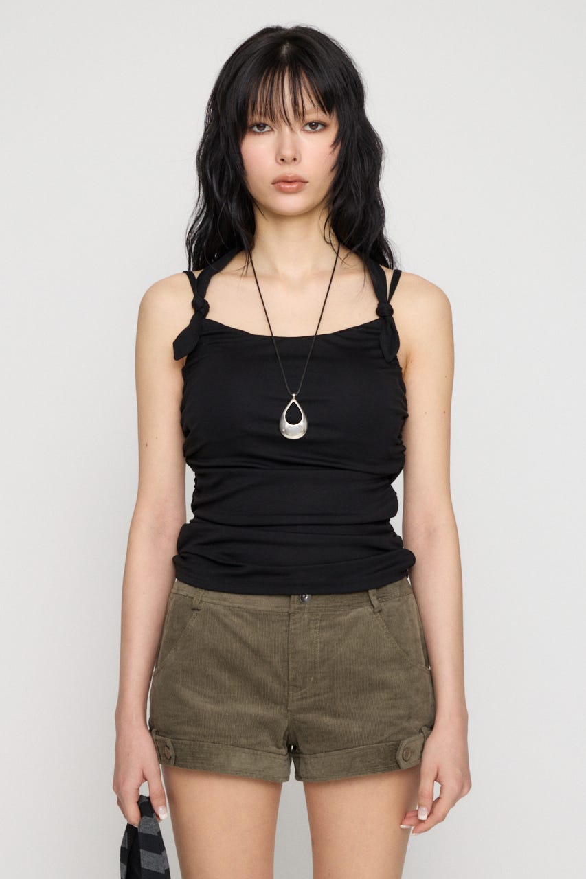 ASYMMETRY SHIRRING キャミソール BLK FREE