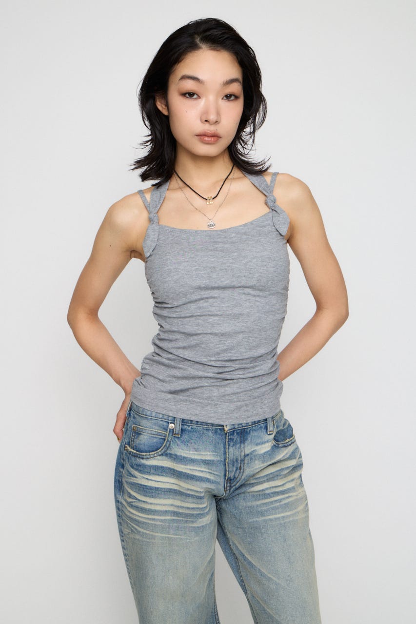 BLUGIRLストライプSILKキャミソール新品未使用 LAGUA GEM | ASYMMETRY SHIRRING キャミソール (キャミソール ) |SHEL