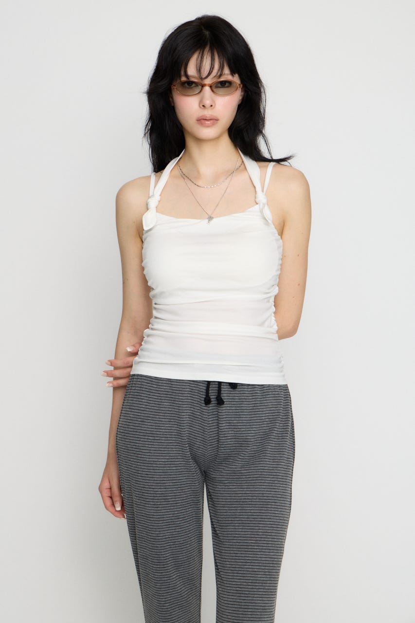 ASYMMETRY SHIRRING キャミソール WHT FREE