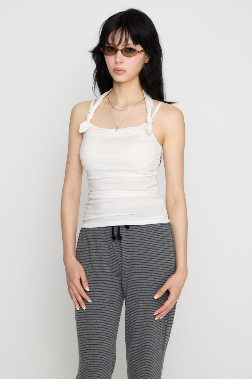 ASYMMETRY SHIRRING キャミソール WHT FREE