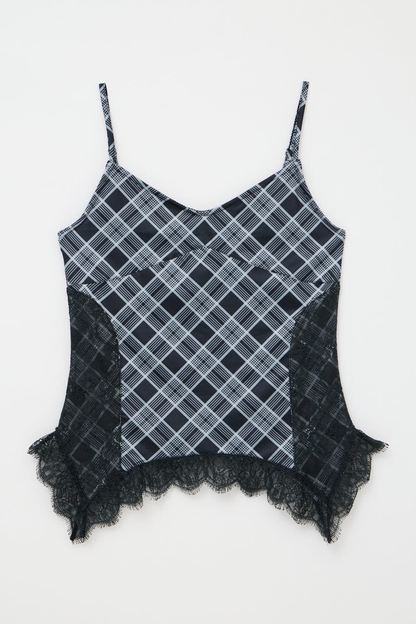 CHECK LACE CAMI トップス BLK FREE