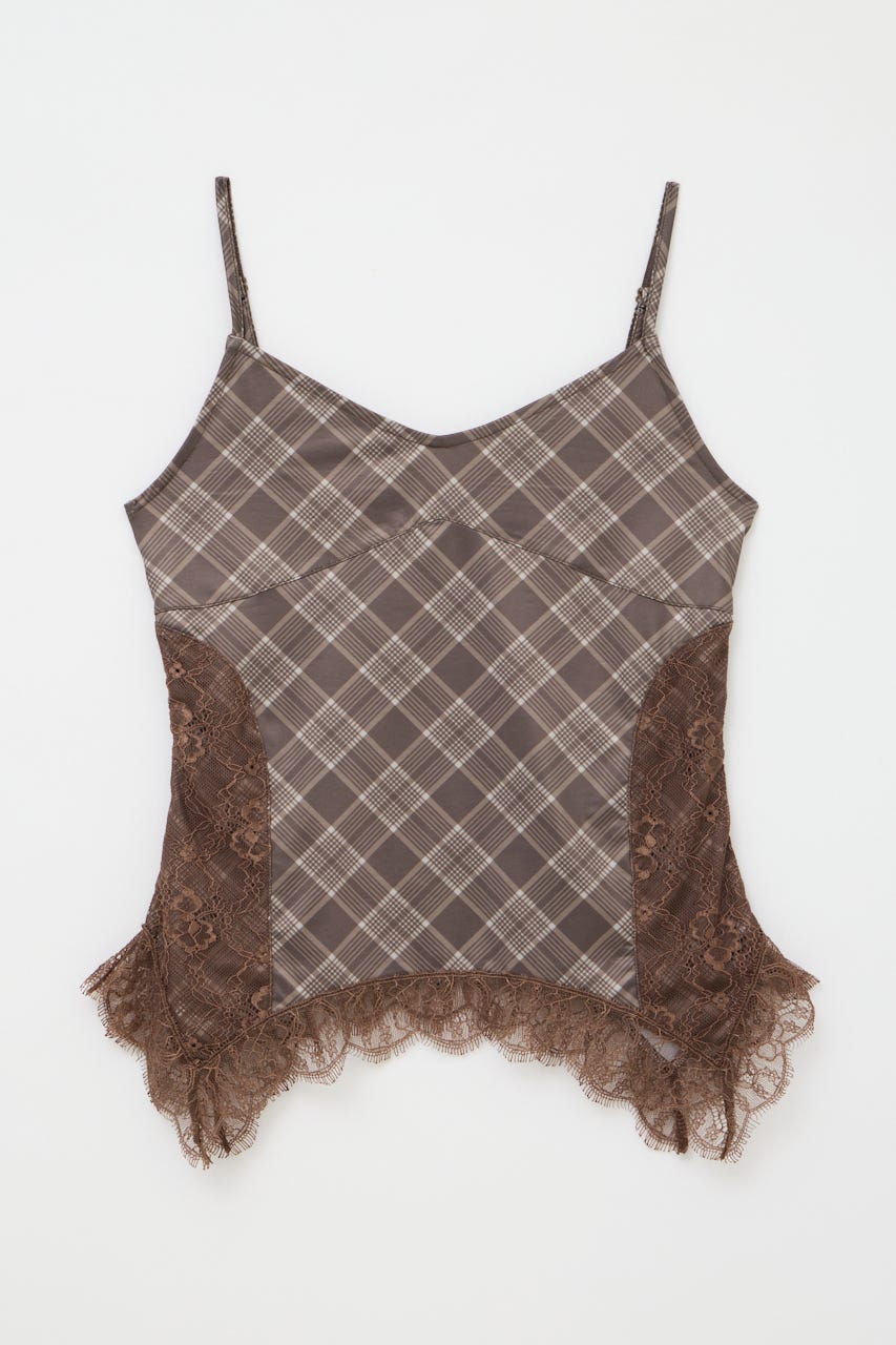 CHECK LACE CAMI トップス BRN FREE