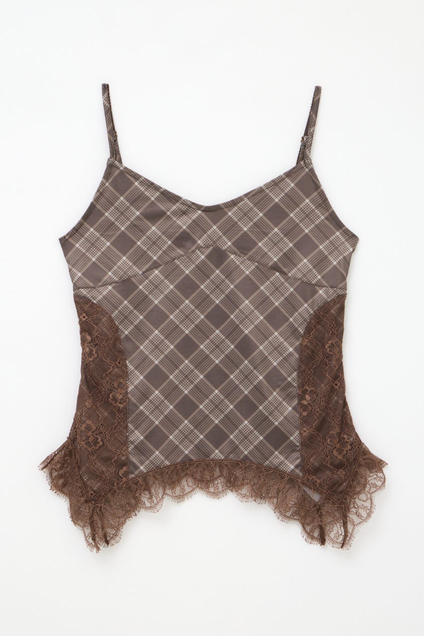 CHECK LACE CAMI トップス BRN FREE
