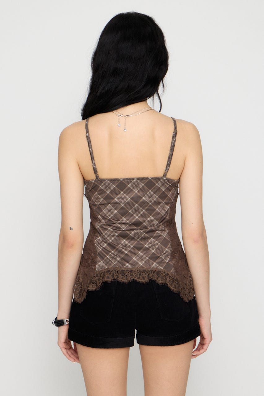 CHECK LACE CAMI トップス BRN FREE