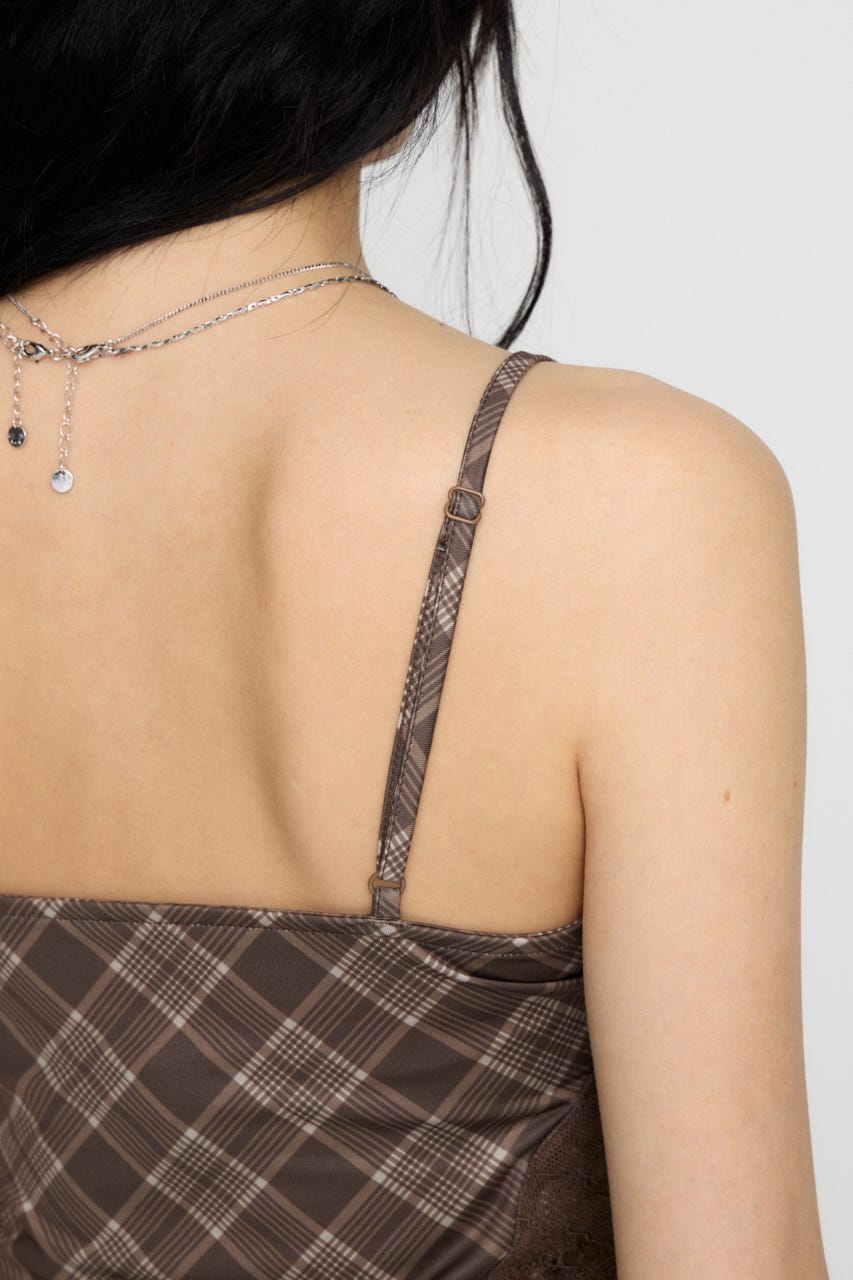 CHECK LACE CAMI トップス BRN FREE