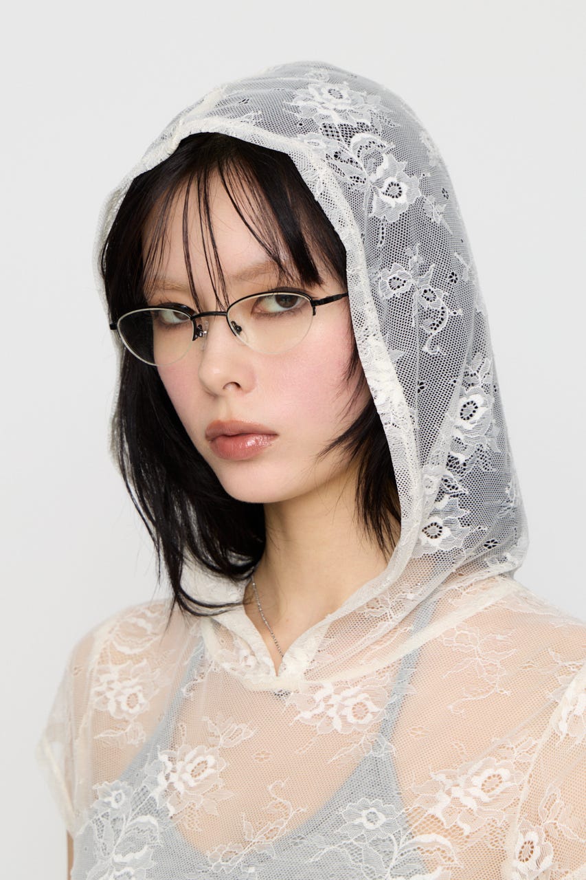 MESH LACE HOODIE トップス WHT FREE