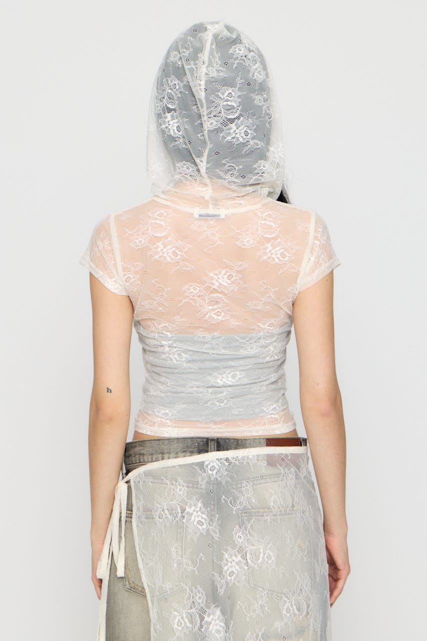 MESH LACE HOODIE トップス WHT FREE