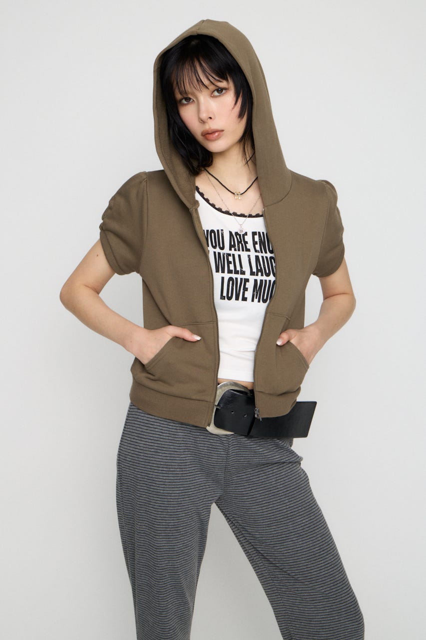 PUFF SLEEVE ZIP トップス BEG FREE